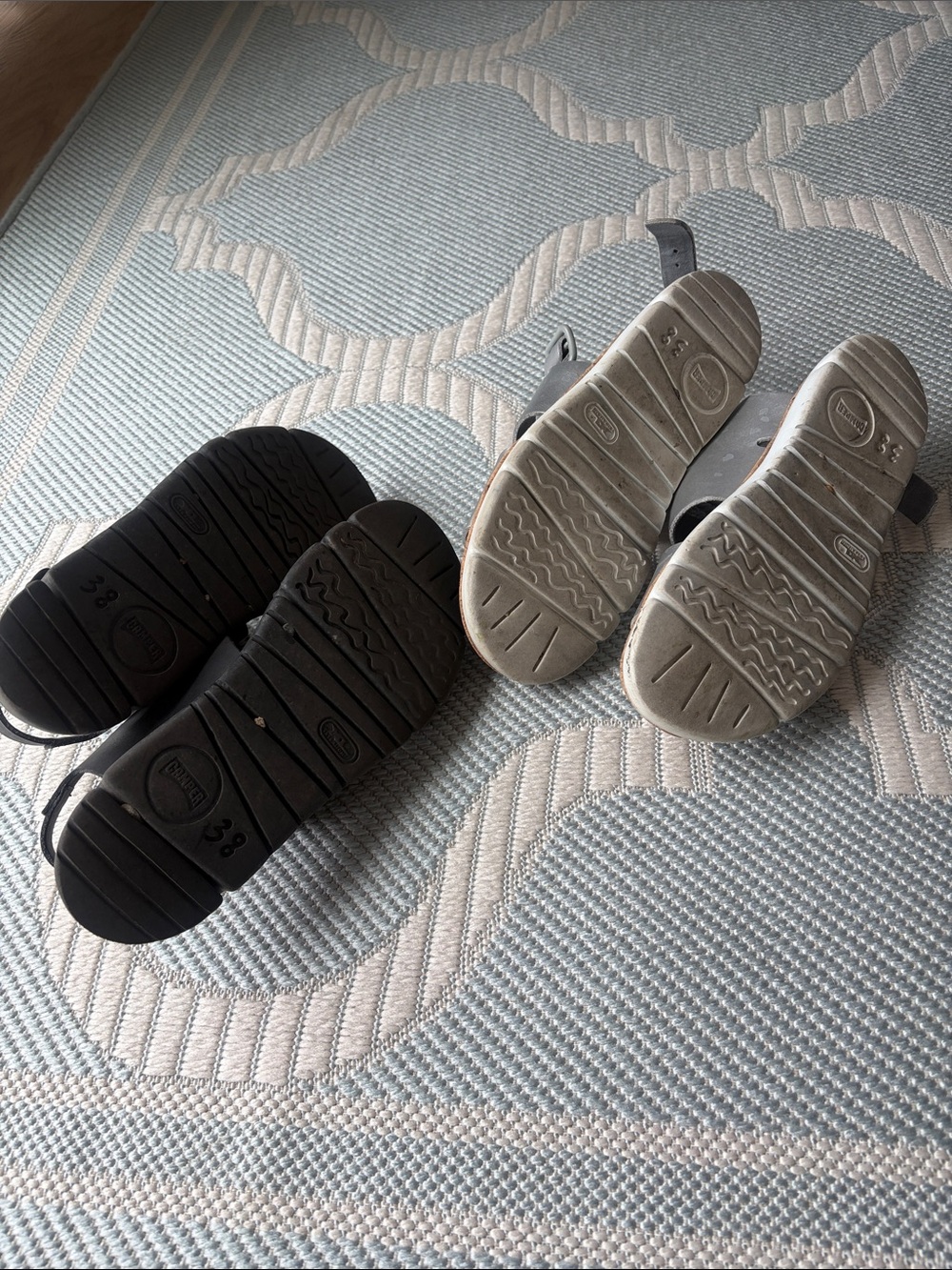Camper Two Pairs of Dual-strap Cork Footbed Sandals in Black and Silver - Picture 4 of 4